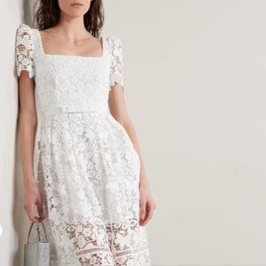 Self-Portrait Grosgrain-Trimmed Guipure Lace Midi Dress